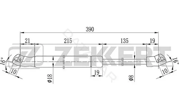 Амортизатор крышки багажника, капота, заднего стекла ZEKKERT GF-2082