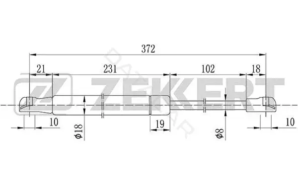 Амортизатор крышки багажника, капота, заднего стекла ZEKKERT GF-2083