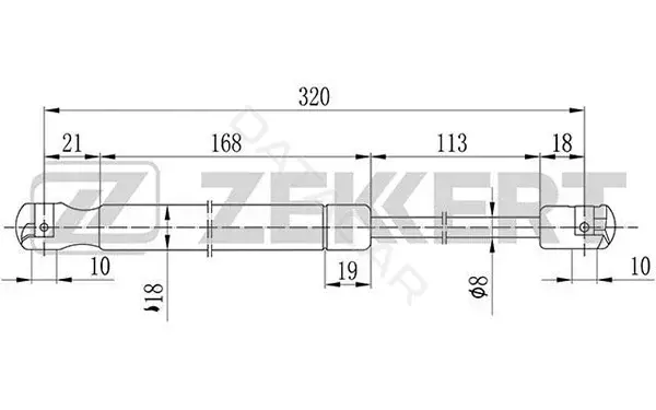 Амортизатор крышки багажника, капота, заднего стекла ZEKKERT GF-2084