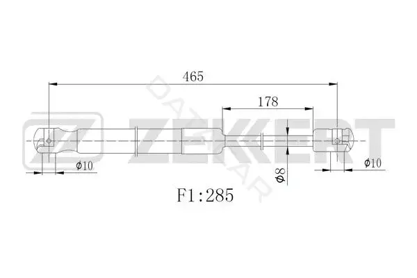 Амортизатор крышки багажника, капота, заднего стекла ZEKKERT GF-2522