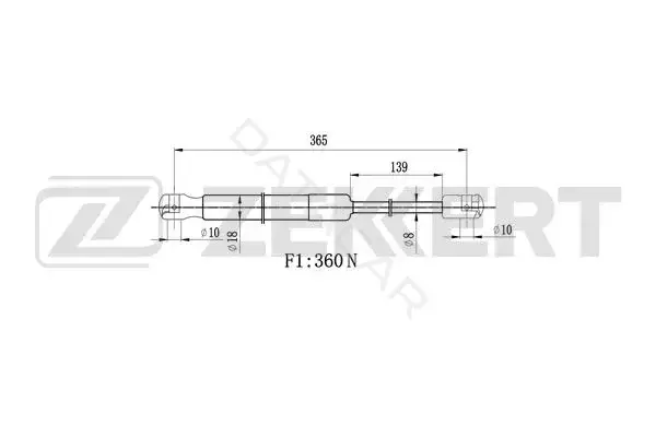 Амортизатор крышки багажника, капота, заднего стекла ZEKKERT GF-2547