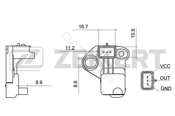 Датчик давления воздуха ZEKKERT SE-4008