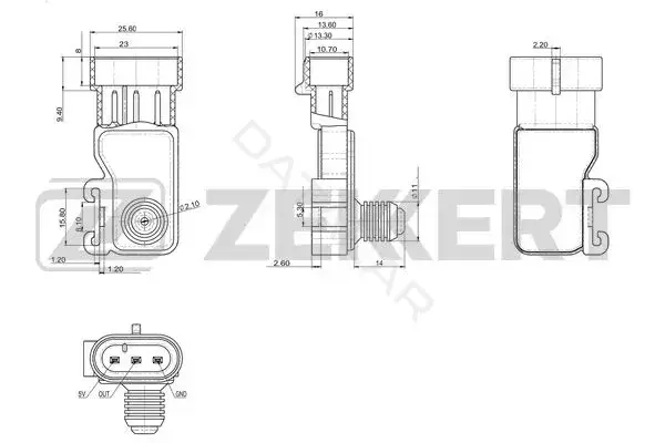 Датчик давления воздуха ZEKKERT SE-1004