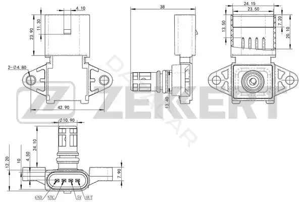 Датчик давления воздуха ZEKKERT SE-1038