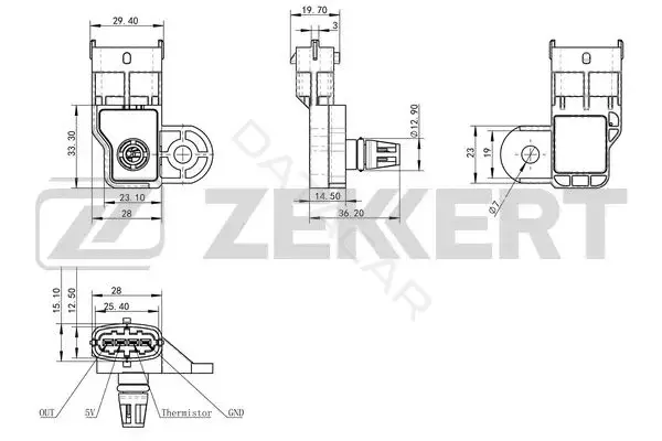 Датчик давления воздуха ZEKKERT SE-1042