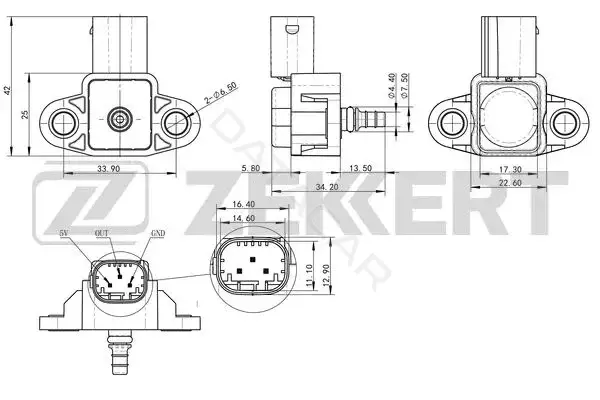 Датчик давления воздуха ZEKKERT SE-1050