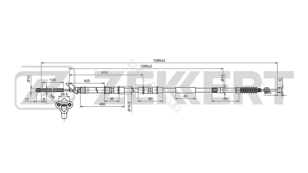Трос ручника ZEKKERT BZ-1058