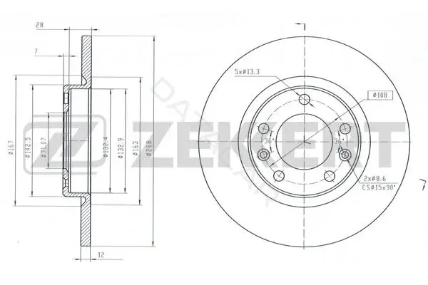 Тормозные диски ZEKKERT BS-6593
