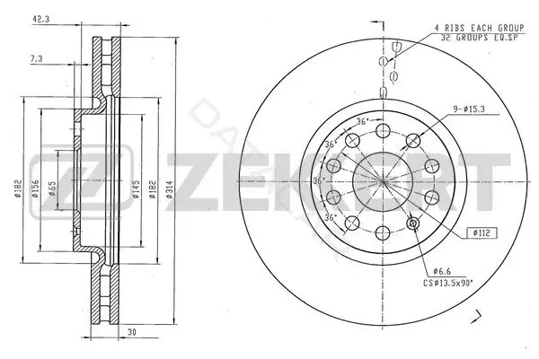 Тормозные диски ZEKKERT BS-6555