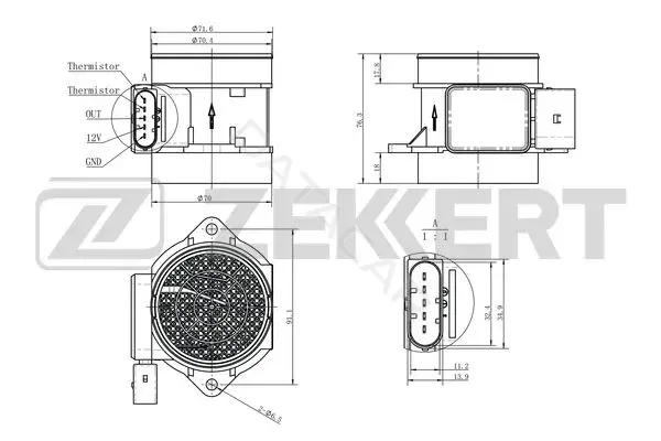 Датчик давления воздуха ZEKKERT SE-1079