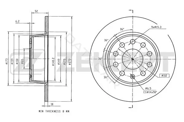 Тормозные диски ZEKKERT BS-6623