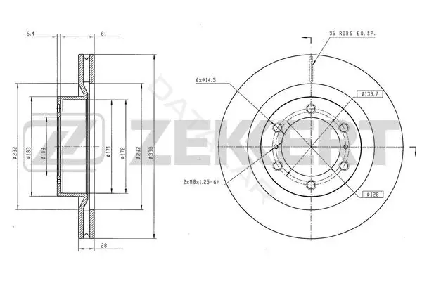 Тормозные диски ZEKKERT BS-6587