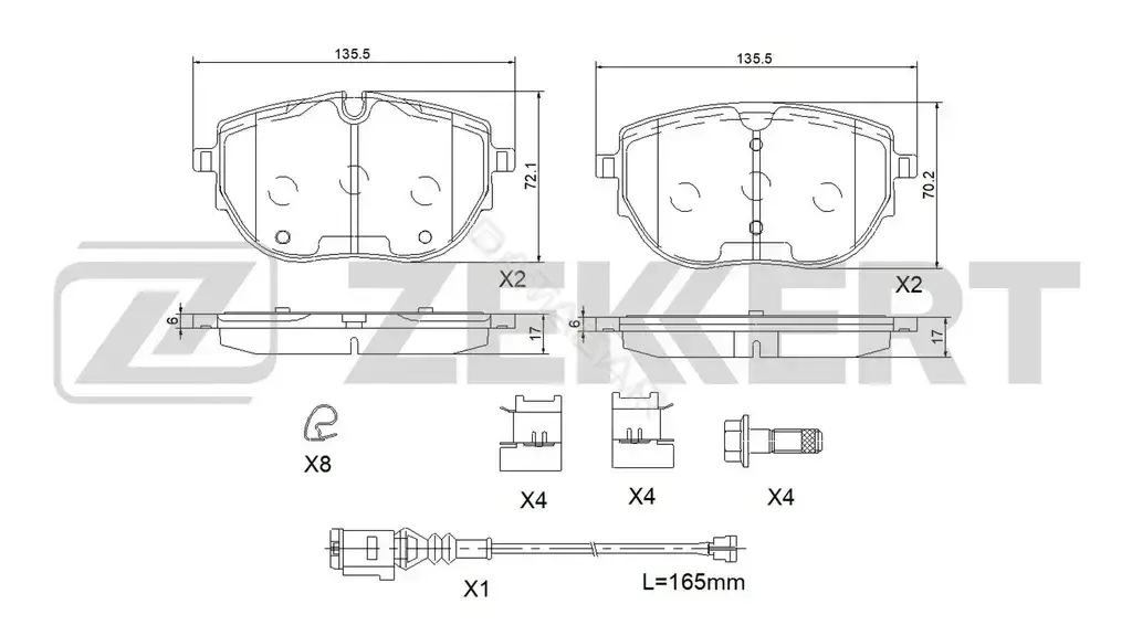 Тормозные колодки ZEKKERT BS-1190