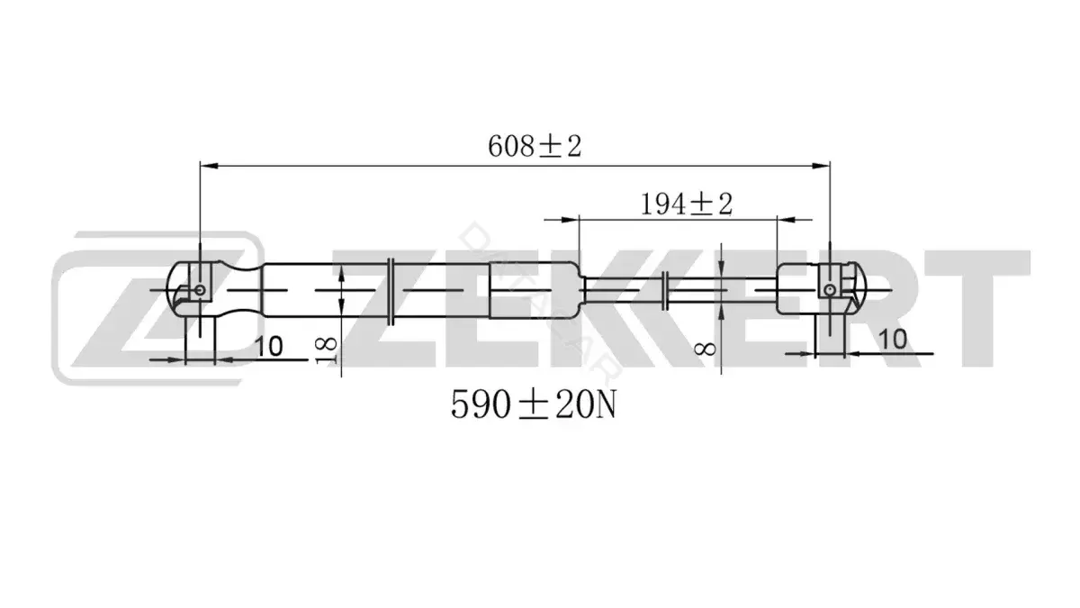 Амортизатор крышки багажника, капота, заднего стекла ZEKKERT GF-2572