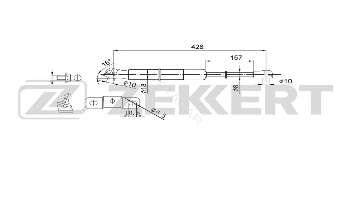 Амортизатор крышки багажника, капота, заднего стекла ZEKKERT GF-2623