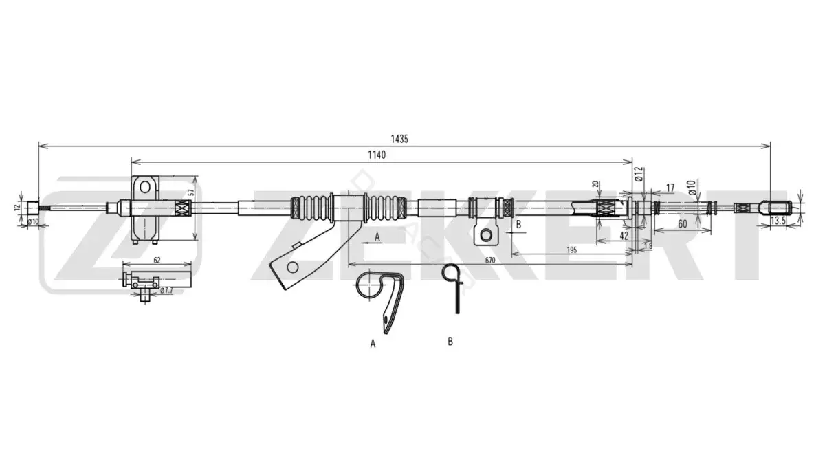 Трос ручника ZEKKERT BZ-1239
