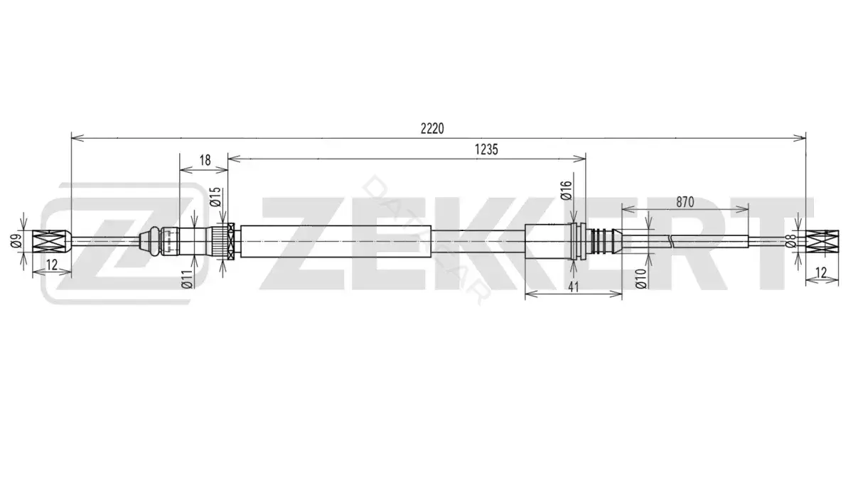 Трос ручника ZEKKERT BZ-1411
