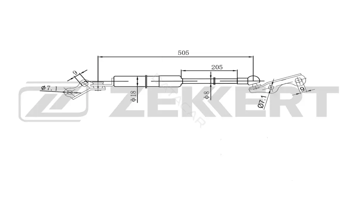 Амортизатор крышки багажника, капота, заднего стекла ZEKKERT GF-2580