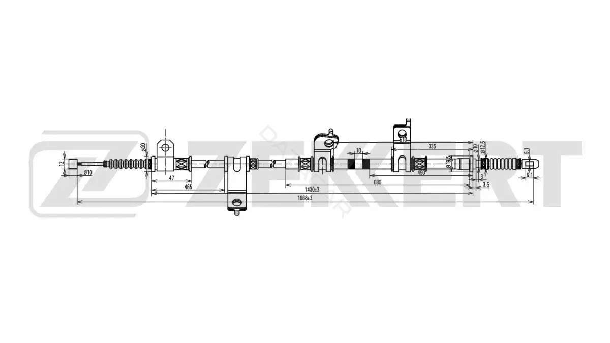 Трос ручника ZEKKERT BZ-1161