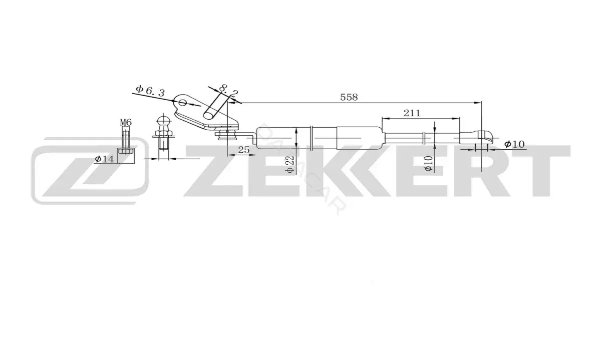 Амортизатор крышки багажника, капота, заднего стекла ZEKKERT GF-2615