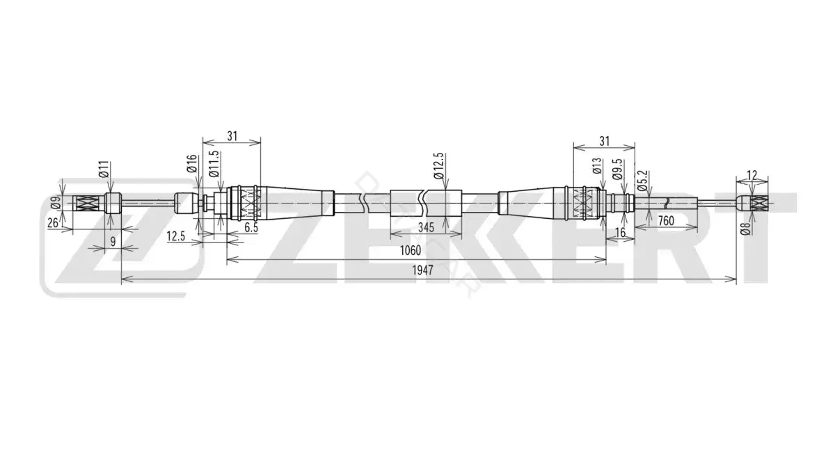 Трос ручника ZEKKERT BZ-1423
