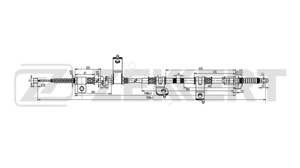 Трос ручника ZEKKERT BZ-1162