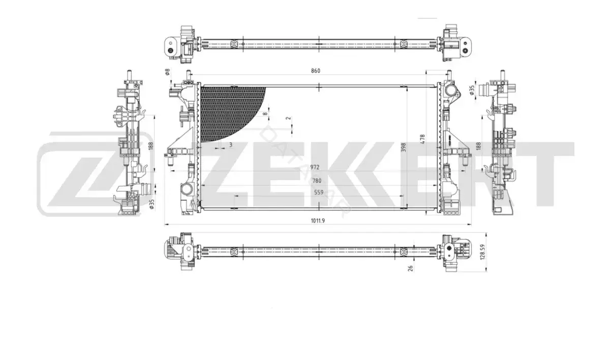 Радиатор охлаждения ZEKKERT MK-1680