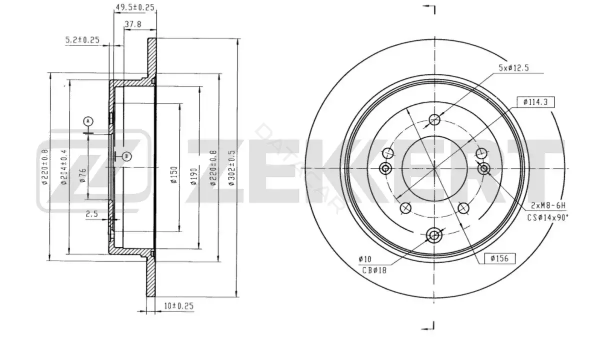 Тормозные диски ZEKKERT BS-6250B