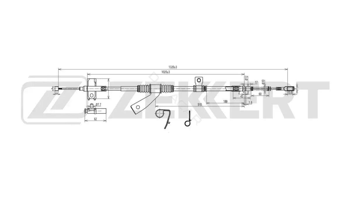 Трос ручника ZEKKERT BZ-1242