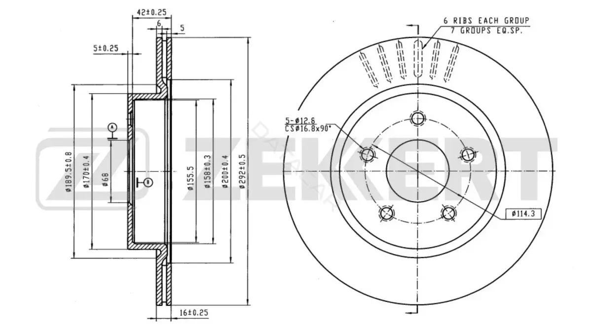 Тормозные диски ZEKKERT BS-6092B