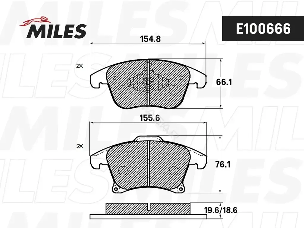 Тормозные колодки MILES E100666