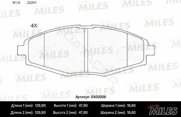 Тормозные колодки MILES E400006