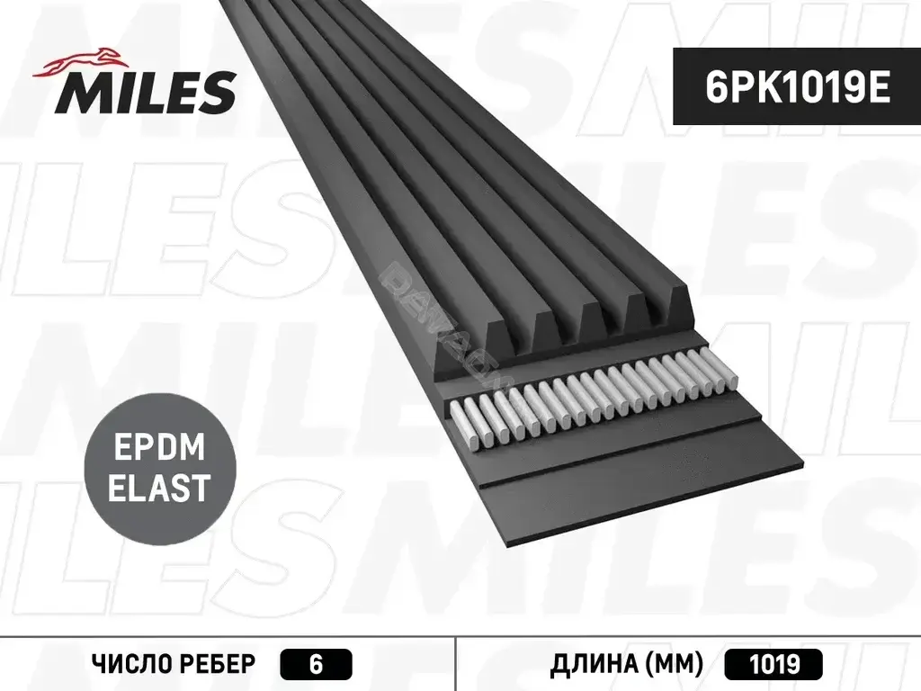 Ремень ручейковый MILES 6PK1019E
