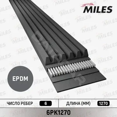 Ремень ручейковый MILES 6PK1270