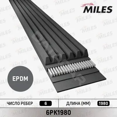 Ремень ручейковый MILES 6PK1980