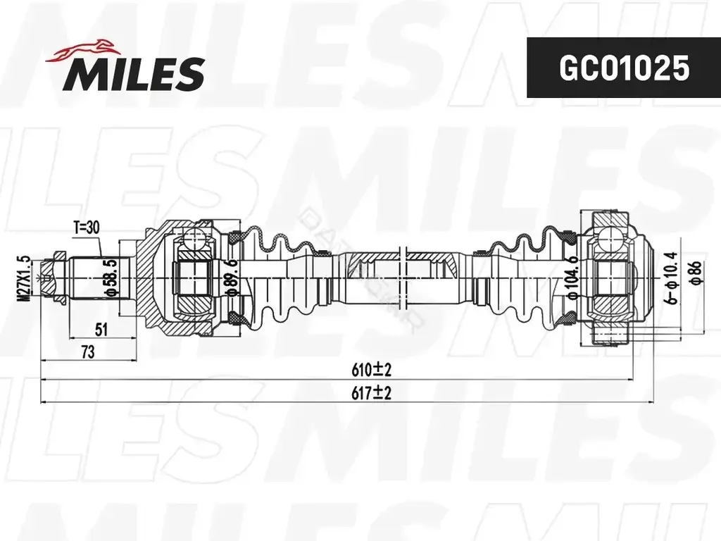Приводной вал / Полуось MILES GC01025