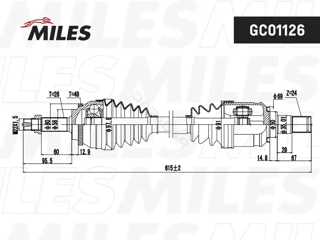 Приводной вал / Полуось MILES GC01126