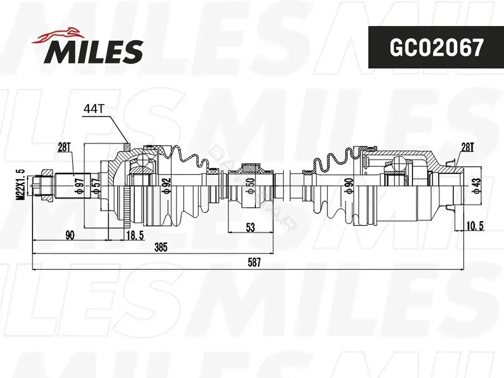 Приводной вал / Полуось MILES GC02067