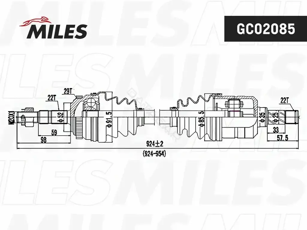 Приводной вал / Полуось MILES GC02085