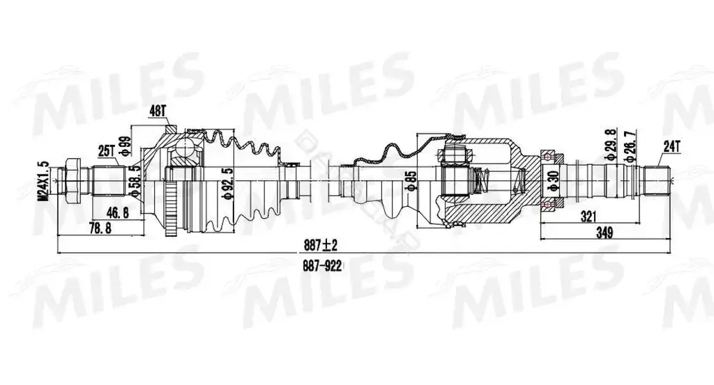 Приводной вал / Полуось MILES GC02094