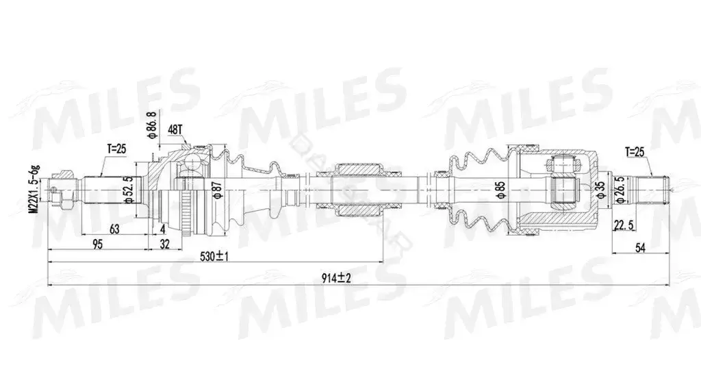 Приводной вал / Полуось MILES GC02176