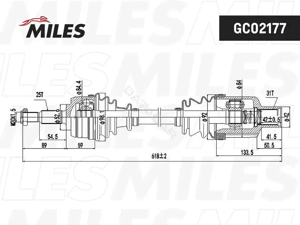 Приводной вал / Полуось MILES GC02177