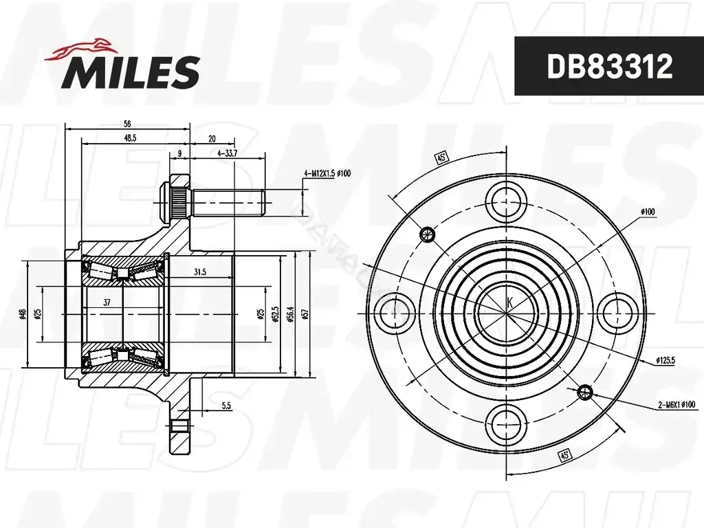 Подшипник ступицы MILES DB83312