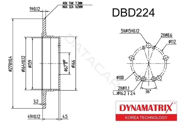 Тормозные диски DYNAMATRIX DBD224
