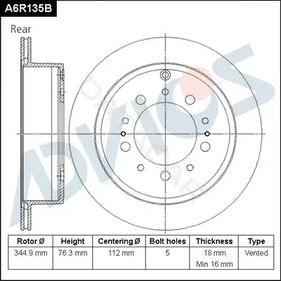 Тормозные диски ADVICS A6R135B