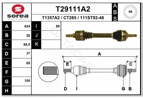 Приводной вал / Полуось EAI T29111A2