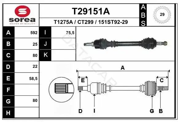 Приводной вал / Полуось EAI T29151A