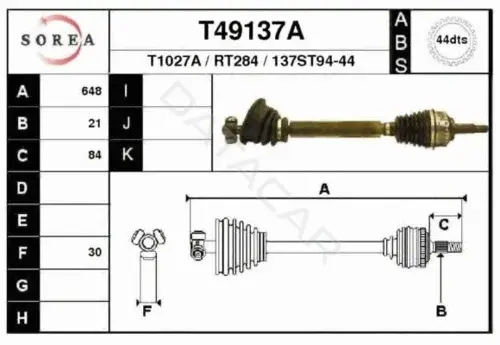 Приводной вал / Полуось EAI T49137A