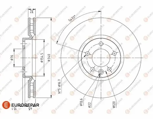 Тормозные диски EUROREPAR 1618886680