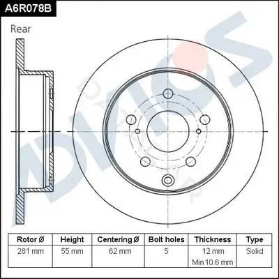 Тормозные диски ADVICS A6R078B